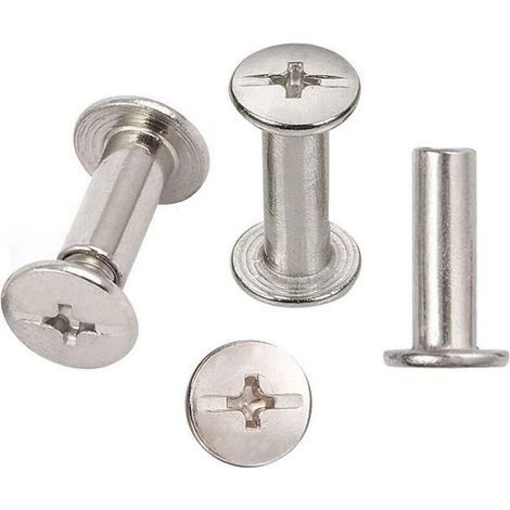 Lot de 30 vis de reliure nickelées 5 mm x 15 mm – Acier au carbone résistant à la rouille – Pour décoration et réparations précises (1/4)