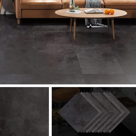 32 Dalles Gris Anthracite Dalle PVC Adhesive Sol 30x30CM Imperméable Lino Sol Résistant Dalle Lino Adhesive Sols Revetement de Sols Sticker pour Salle de Bain Cuisine Corridor Toilette (1/5)