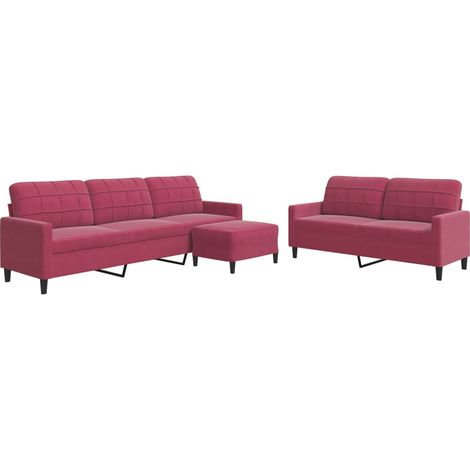 Maison Exclusive - Set di Divani 3 pz con Cuscini Rosso Vino in Velluto