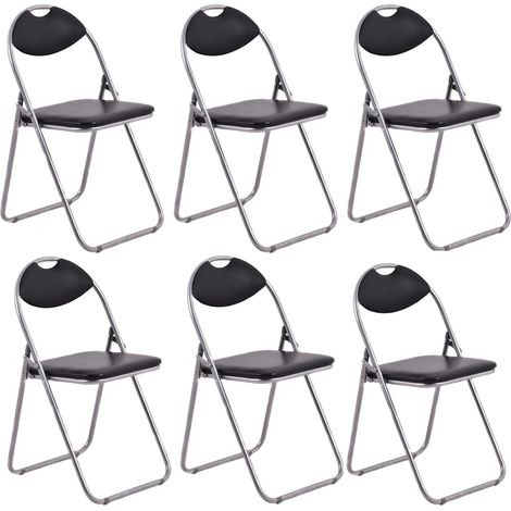 COSTWAY Juego 6 Sillas Plegables Portátiles, Sillas Plegables de Metal con Manijas de Transporte, Almohadillas Antideslizantes para los Pies, Sillas con Respaldo para Interior y Exterior, Negro (1/5)