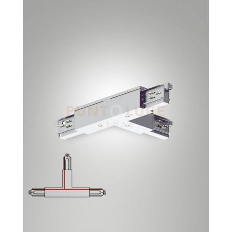 GIUNTO A "T" POLO INTERNO SINISTRA /TERRA ESTERNO DESTRA BIANCO SISTEMA BINARIO TRACK