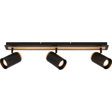 Plafonnier orientable, douille GU10, max. 9W, plafonnier, spot de plafond, luminaire, lustre salon, lumière plafond, lustre chambre, 70 cm, noir-bois (1/5)