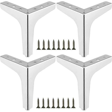 Verstellbare Schrankbeine, Möbelbeine aus Metall, Ersatzbeine für Möbel, goldene dreieckige Tisch-, Schrank- und Kommodenfüße, robuste Ausführung, 15 cm (6 Zoll), silberfarben