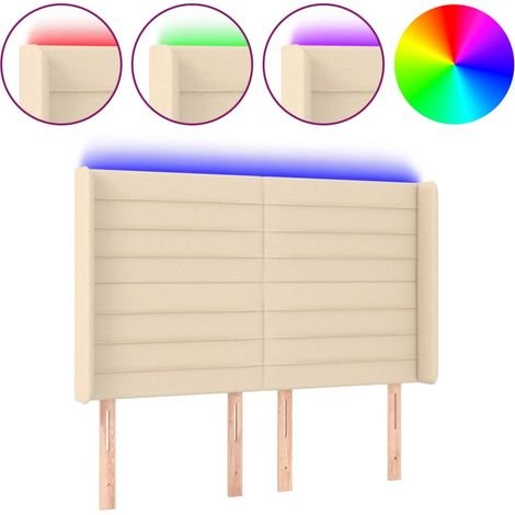 Maison Exclusive - Testiera a LED Crema 147x16x118/128 cm in Tessuto