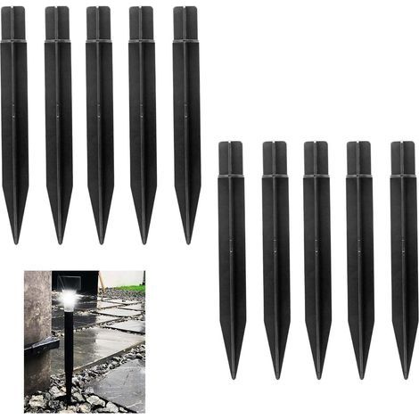 Piquet de Terre,Piquet de Terre renforcé,Lampes Torches solaires, piquets de Jardin,piquets de lumière de Jardin,Support de lumière de Paysage pour marqueurs d'allée de Cour Noir(20 pièces) (1/5)