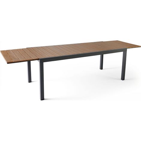 Table extensible en aluminium et bois synthétique marron (1/5)