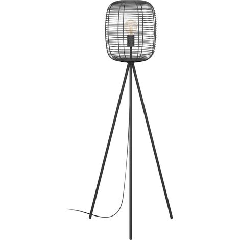 EGLO Stehlampe Rinroe, Stativ Stehleuchte, Standleuchte Dreibein aus Metall in schwarz, Lampe Wohnzimmer mit Schalter, Wohnzimmerlampe mit E27 Fassung (1/5)