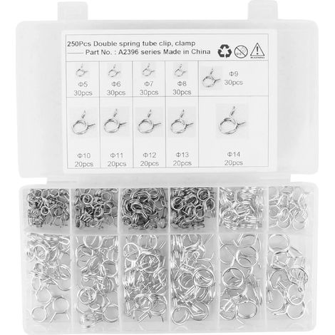 Colliers De Serrage Pour Tuyau De Carburant - 250 Pièces - Diamètres De 5 À 14 Mm - Pour Motos Remorques Et Camping-cars (1/5)