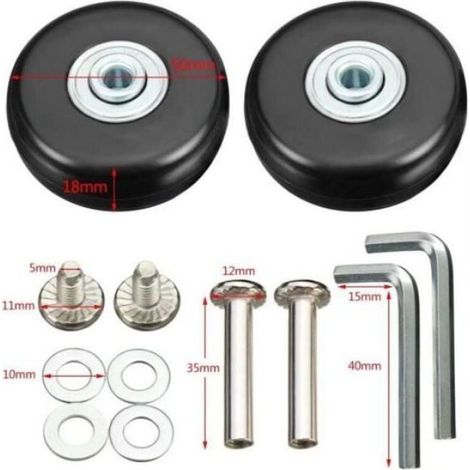 4 ruote per valigia da 50 mm, ruote per riparazione bagagli, ruote girevoli universali in gomma resistenti e silenziose con etichetta R (1/5)