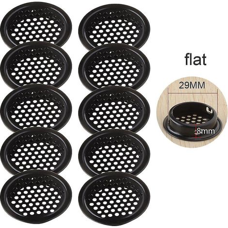 Lot de 10 grilles d'aération circulaires noires pour soffite, en acier inoxydable, 19-53 mm, 29 mm, plates (1/5)