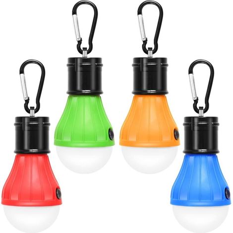 Lot de 4 lampes LED de camping, randonnée, pêche, éclairage de secours étanche, alimenté par batterie, éclairage LED intérieur et extérieur.