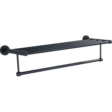 Aqualine Samba - Mensola con portasciugamani, lunghezza 63 cm, nero opaco SB214 (1/2)