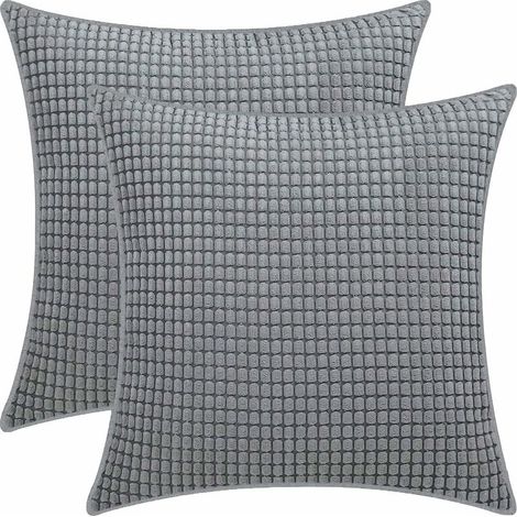 DEESSE SHOP - Taie d'oreiller en grains de maïs, taie d'oreiller en velours côtelé doux, housse de coussin de décoration de canapé de chambre à coucher de maison (2pcs gris foncé, 45x45cm) (1/5)