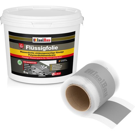 Dichtset Dusche Bad Flüssigfolie 4 kg Dichtband Duschabdichtung Dichtfolie (1/5)