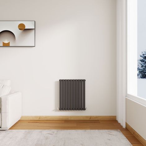 Stech Homes Modern Anthracite Oval Column Designer Radiator Horizontal 600 x 590 mm Single Panel Central Heating Radiators