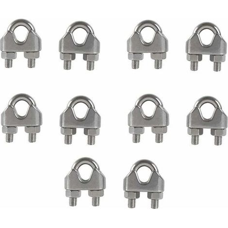 Colliers de serrage M6 en forme de U, boulons, serre-câbles en acier inoxydable 304, colliers de serrage sans fil pour séchoir à linge extérieur (lot de 10). (1/5)