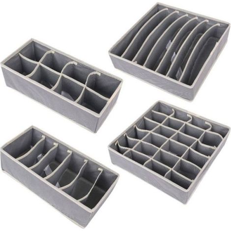 Boîte De Rangement Pour Sous-Vêtements - Coton Et Lin - Organisateur De Tiroir Pliable - 1 Pièce (1/5)