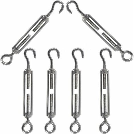 Tensor de cable con gancho y ojo M5, tensor de cable ajustable de acero inoxidable 304, utilizado para tensar cadenas de tendedero de antena de alambre de acero, 6 unidades (1/3)