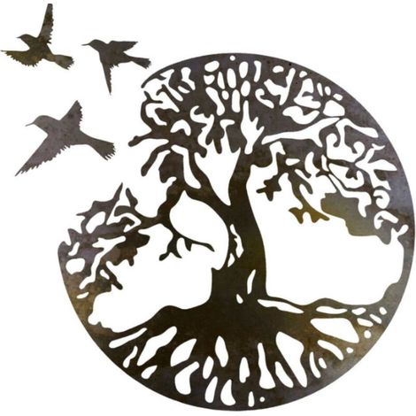 28CM/11.02in Décoration Murale Arbre De Vie Deco Metal Murale Moderne Signe De Famille Arbre en Métal Décoration D'intérieur (1/4)