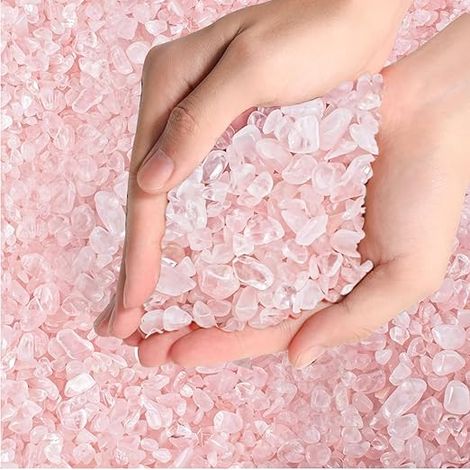 Natural Gravel, 3-5 mm, Small Natural Agate Crystals, Mixed Natural Gemstones for Flower Pots, Vase Filling, Crafts, Aquariums, Garden (Rose Quartz) (1/5)