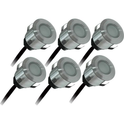 6er Set Einbaustrahler Außen 4,5W, 3000K, 6x15lm, Ø35, Edelstahl - PATIO Arlux Lighting