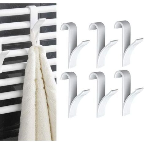 8 pièces Crochets de Radiateur à Serviettes,Crochet Radiateur Sèche Serviette,Crochet pour Radiateurs Plastique Blanc, Patères Radiateur de Salle de Bain (1/5)