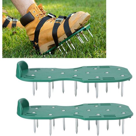 Pics à gazon à sangle triangulaire, pics d'aération pour gazon horticoles, outils de jardin, chaussures à ameublir le sol, chaussures à ameublir le sol, vert (1/5)