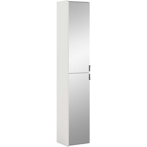 Armario de almacenamiento BODITE – 2 puertas con espejos – Blanco lacado – Elegancia y funcionalidad (1/3)