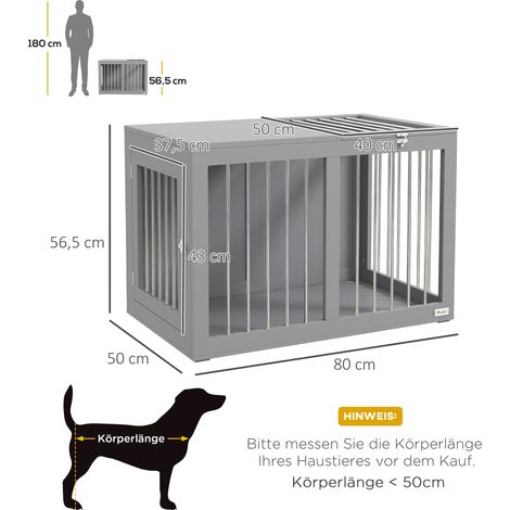 Cage de transport pour chien, 2 portes, verrouillable, en grillage d'acier, 80 cm x 50 cm x 56,5 cm, grise (1/5)