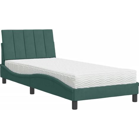 vidaXL Letto con Materasso Hanko Verde Scuro 80x200 cm in Velluto (1/5)