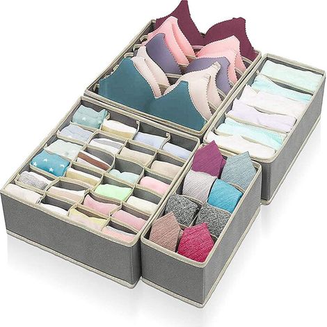 royaluxe - Organisateur de Tiroir Pliable coleur de Argent 4pcs économiser de l'espace (1/4)