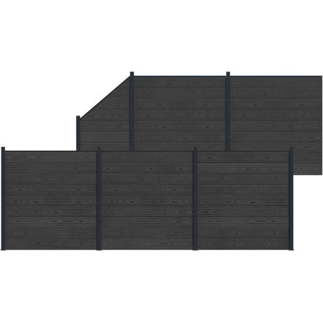 Fence Panel 6 pcs WPC and Aluminium Black vidaXL