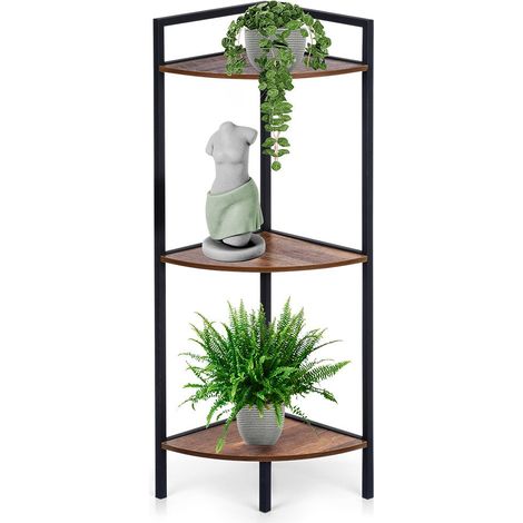 Mensola angolare in metallo nero 23,5x23,5x76 cm