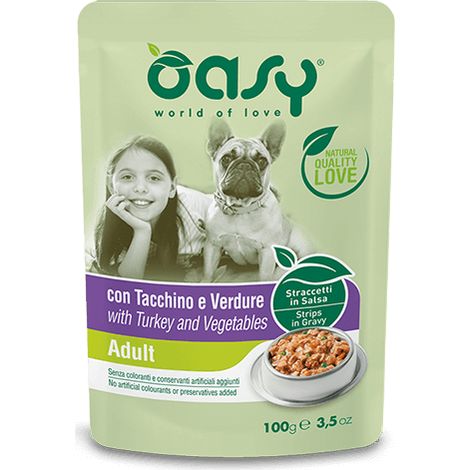 Oasy Cat Straccetti in Salsa con Tacchino e Verdure - Oasy Cat Straccetti in Salsa con Tacchino e Verdure - Bustina Da 100 Gr (1/2)
