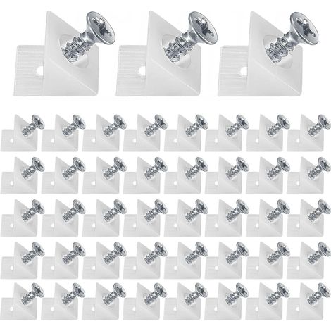 150 Stk Rückwandverbinder, Schubladen Keile, Durchhängende Schubladenböden, Schrankrückwand, Kunststoff Rückwandhalter mit Schrauben - Weiß (150) (1/5)