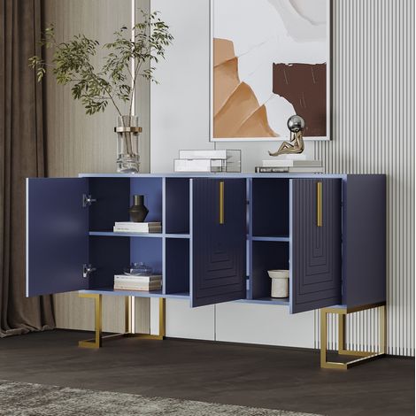 mobile contenitore navy 3 ante moderno base metallo OKMYHOME (1/5)
