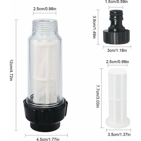 Water Filter with Filter Insert, 8 Pcs Pressure Washer Filter Water Hose Filter with 3/4 Water Connection for All Pressure Washers (1/5)