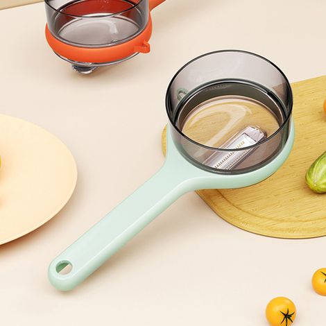 Éplucheur de rangement avec récipient, éplucheur multifonctionnel pour fruits et légumes, vert clair, idéal pour la cuisine. (1/5)