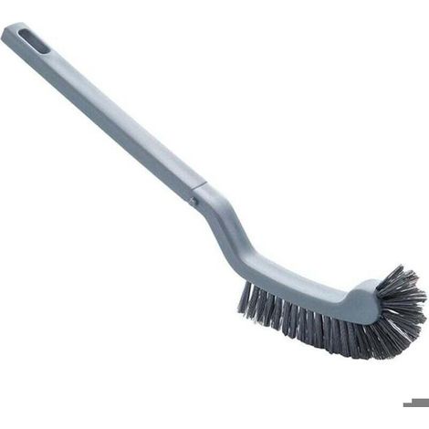 Brosse WC incurvée - PZCC - Manche long - Robuste - Gris - Accroche murale - Dos creux - Économise l'espace - Hygiénique (1/4)