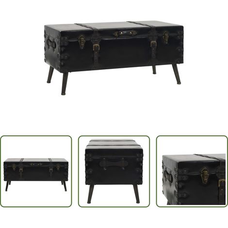 Table basse coffre -  Table basse MDF et acier 102x51x48 cm (1/5)