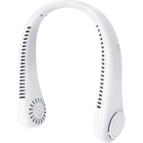 Ventilateur Nuque Portable,USB Ventilateur de Cou avec Batterie 1200mAh,Ventilateur Mains Libres Sans Pale,3 Vitesses, Ventilateur Silencieux Réglable à 360°pour Bureau, Domicile,Voyage (Blanc) (1/5)
