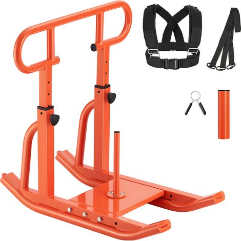 VEVOR Slitta con Pesi, per Dischi 25 e 51 mm Slitte per Allenamento Fitness per Migliorare Velocita negli Esercizi Atletici, Arancione, Attrezzatura per Allenamento con Maniglia Regolabile in Altezza