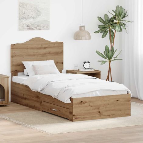 Estructura de cama con cabecera Roble artesanal 90 x 200 cm