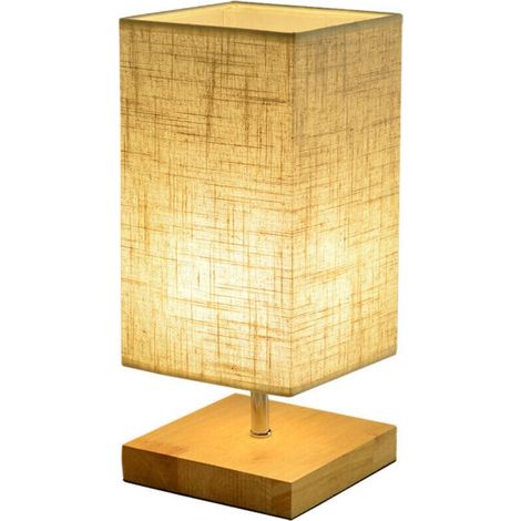 Vtizikl Simple en bois art lin nuit lampe chambre lampe de chevet hôtel hôtel lampe lampe de table (1/4)