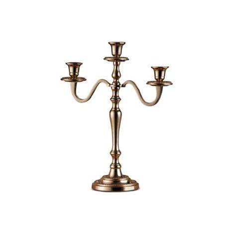 Candeliere Candelabro in Metallo Golden 3 Fiamme 30 x 12 x 38 cm