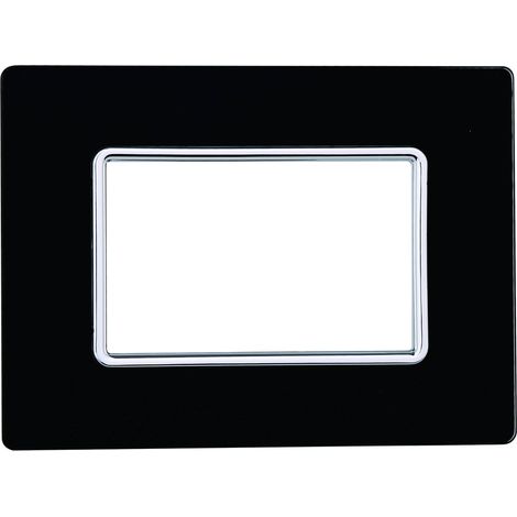 Kompatible Abdeckrahmen Bticino Matix 3 module Glas Schwarz Farbe (1/2)