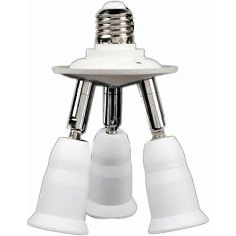 Adaptateur distributeur de douille E27 3 en 1, ampoule LED E27 standard, douille de conversion, douille de lustre orientable à 360° et 180°. (1/5)