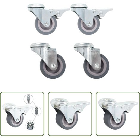 vidaXL Roulettes en TPR - 4 pcs Roulettes pivotantes à trou de boulon 50 mm (1/5)
