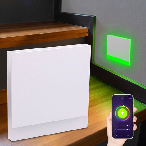 LED Treppenleuchte eckig weiß - Lichtfarbe: Smart Tuya RGB CCT 3W - Lichtaustritt: Orbis