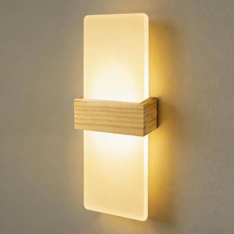 LED-Wandleuchte 12W, Acryl-Holz-Optik, warmweißes Licht 3000K, für Wohnzimmer, Schlafzimmer, Flur (1/5)